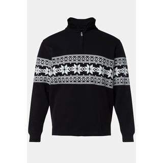 JP1880  Sweat camionneur à col montant zippé et motif norvégien 