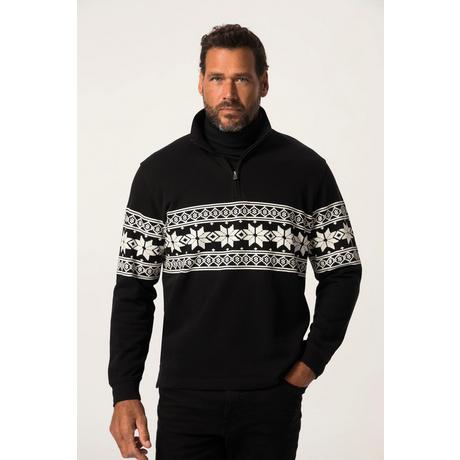 JP1880  Sweat camionneur à col montant zippé et motif norvégien 