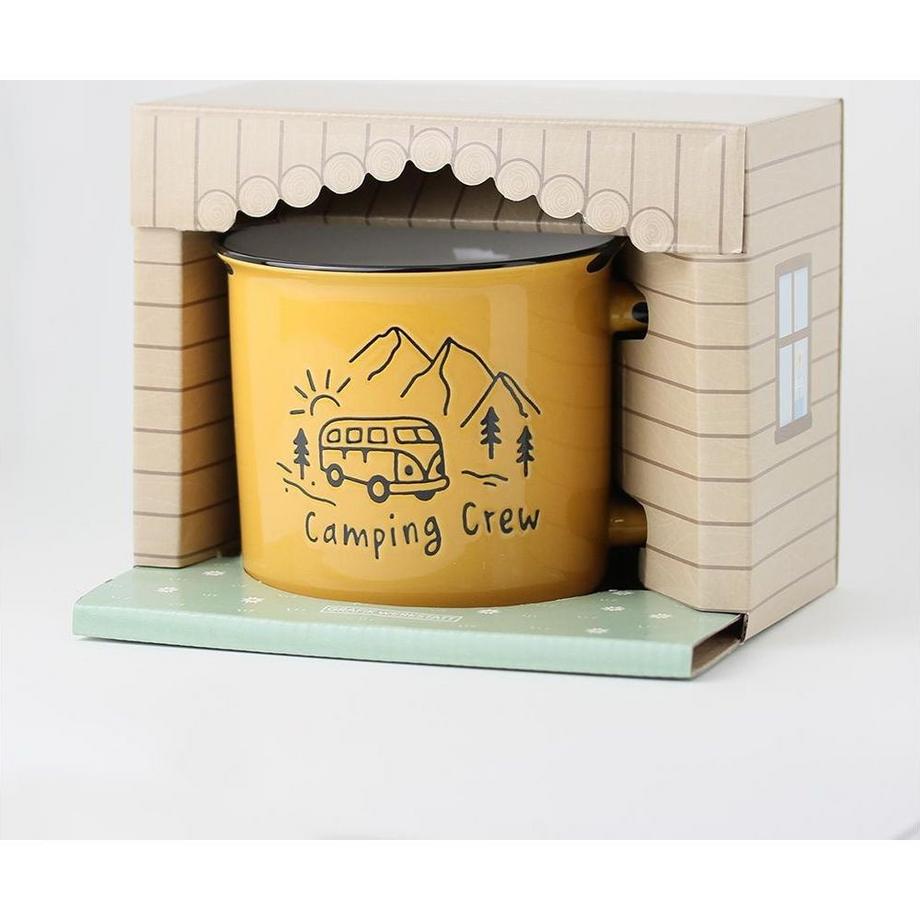 Grafik Werkstatt Atelier graphique Tasse vintage Bergglück Équipe camping  