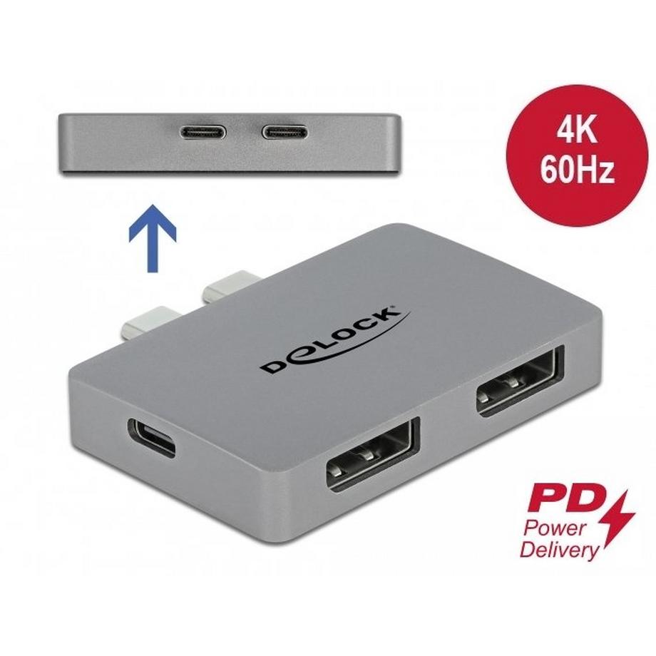 DeLock  DeLOCK 64001 câble vidéo et adaptateur 2 x USB Type-C 2 x DisplayPort Gris 