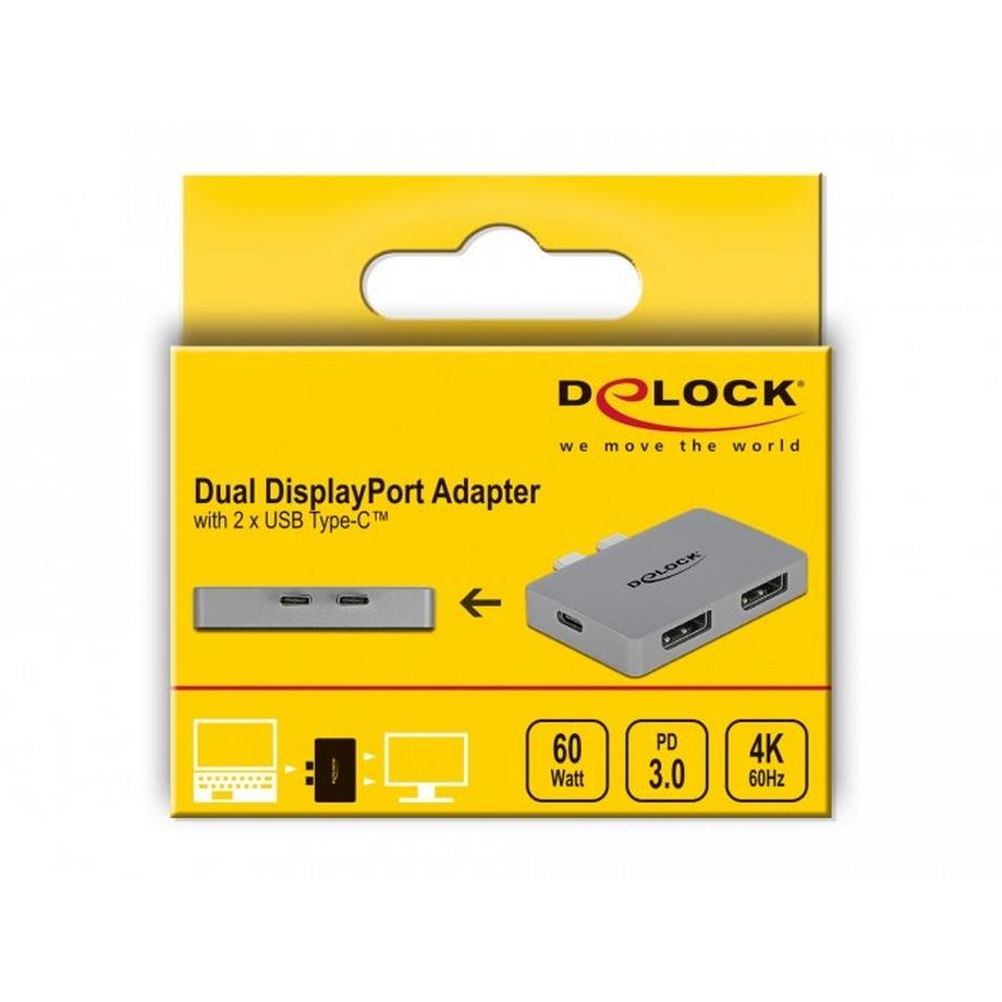 DeLock  DeLOCK 64001 câble vidéo et adaptateur 2 x USB Type-C 2 x DisplayPort Gris 