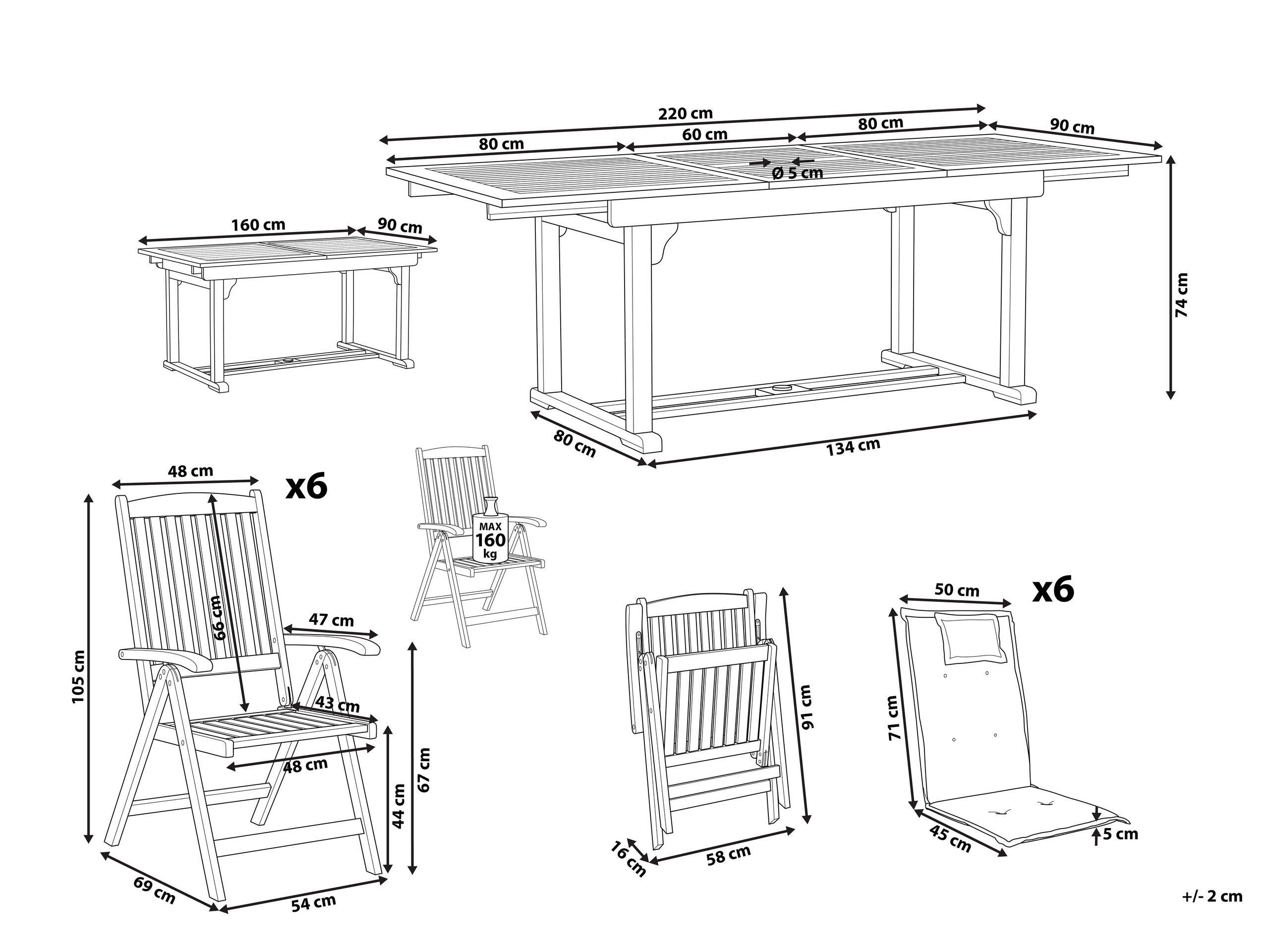 Beliani Set da pranzo da giardino en Legno d'acacia Moderno JAVA  