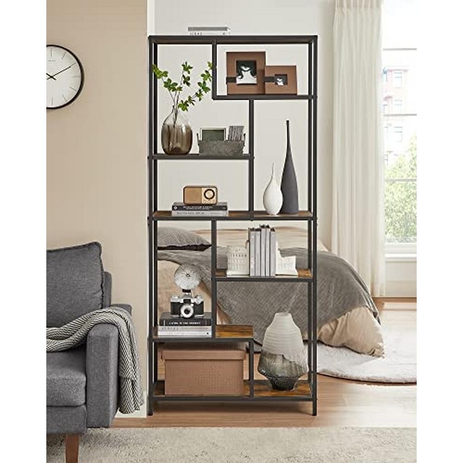 B2X Modernes Bücherregal für das Wohnzimmer mit 6 Regalen  