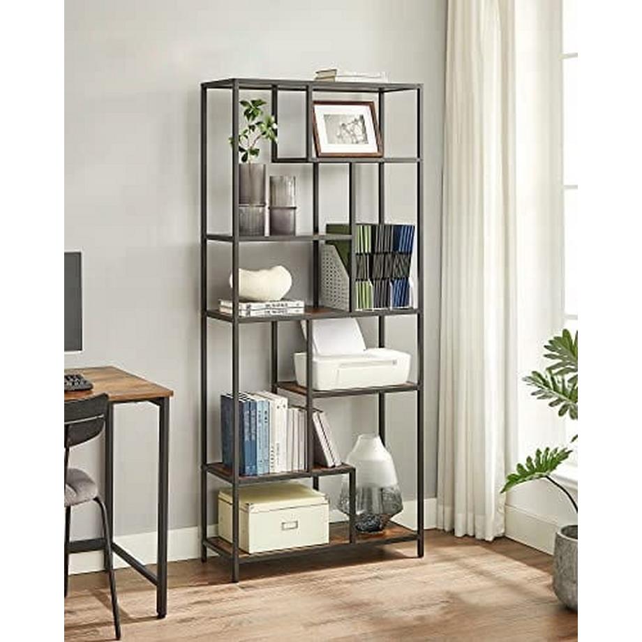 B2X Modernes Bücherregal für das Wohnzimmer mit 6 Regalen  