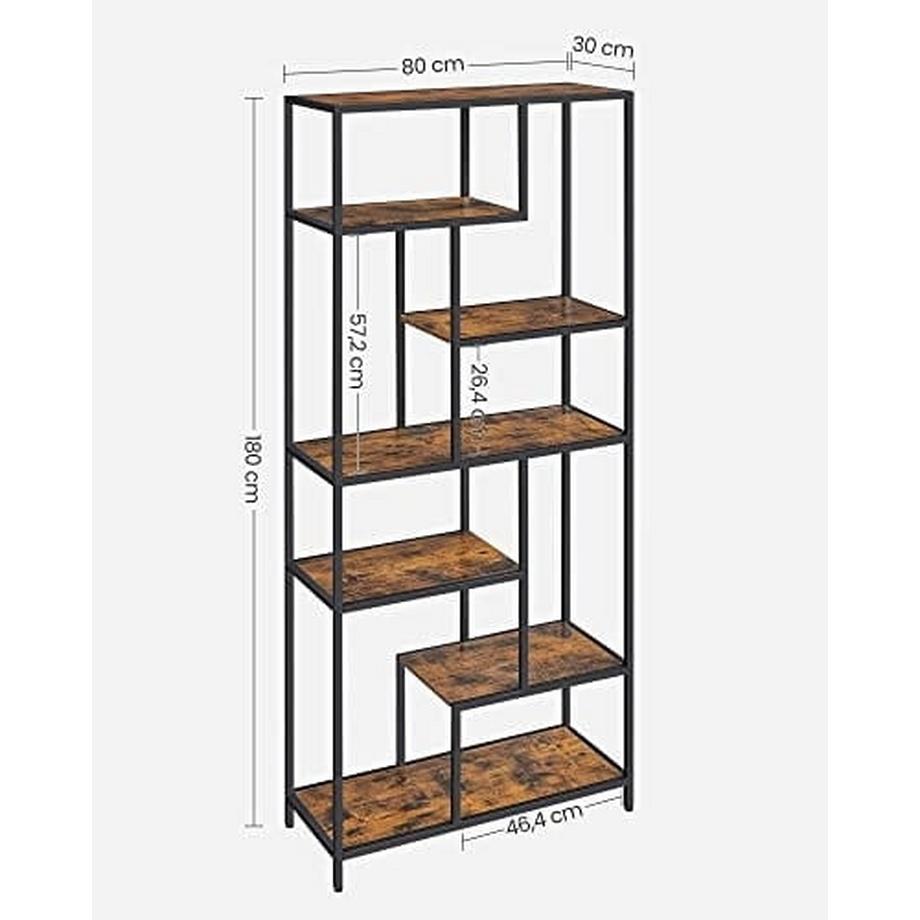 B2X Modernes Bücherregal für das Wohnzimmer mit 6 Regalen  