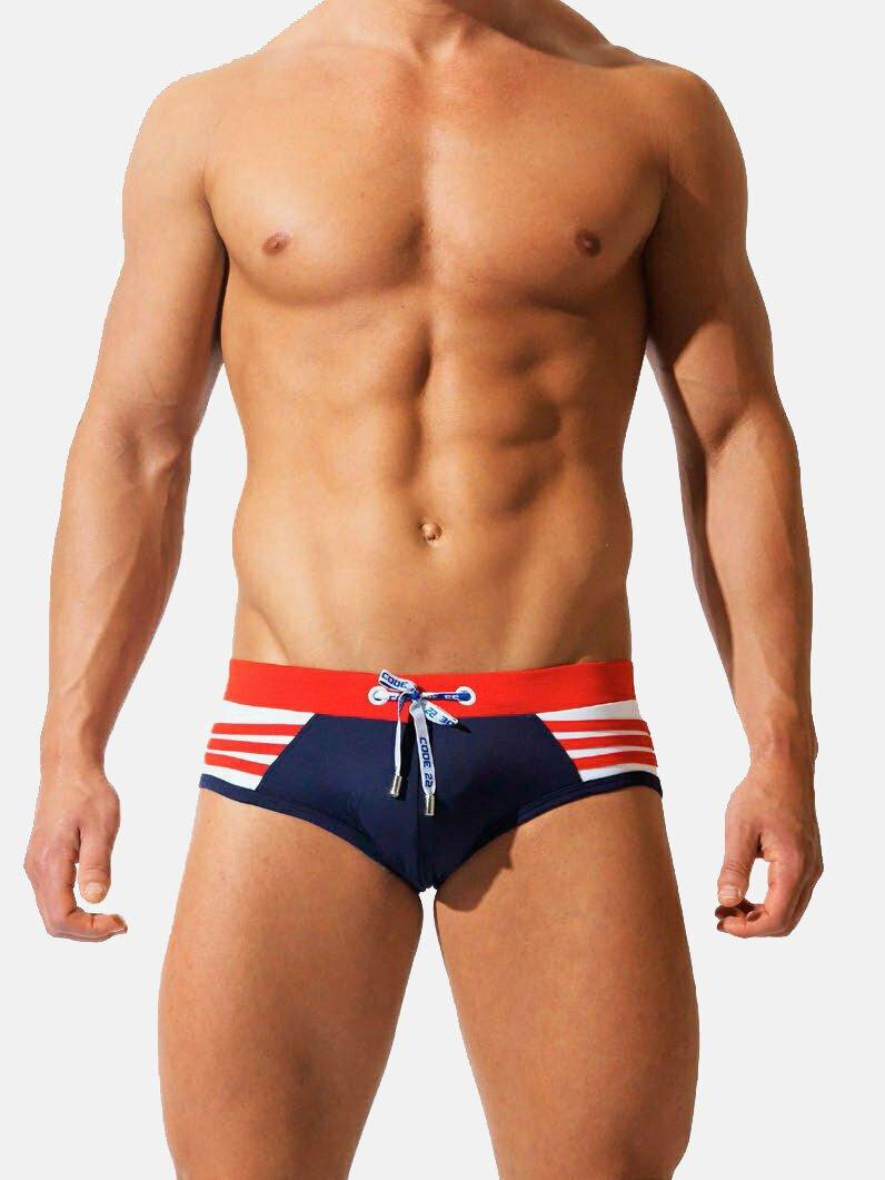 Image of Mehrstreifen-push-up-badebekleidung Power Shape Herren Königsblau S