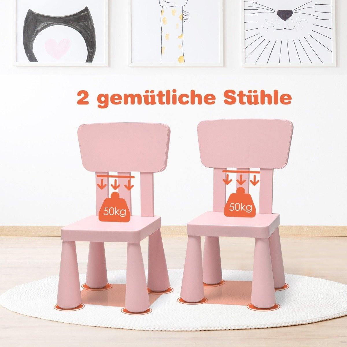 Northix Kindertisch und 2 Stühlen 3 TLG. Kindersitzgruppe Kindermöbel-Set Rosa  
