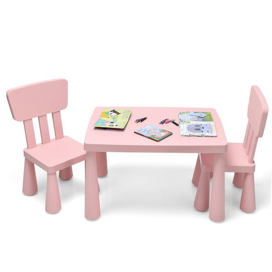 Northix Kindertisch und 2 Stühlen 3 TLG. Kindersitzgruppe Kindermöbel-Set Rosa  