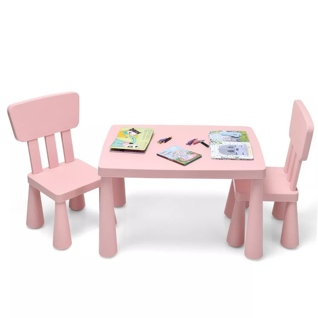 Northix - Tavolo per bambini e 2 sedie 3 pezzi. Set di mobili per bambini per dinette per bambini rosa, 80cm