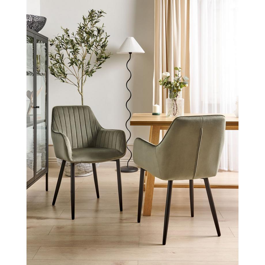 Beliani Lot de 2 chaises de salle à manger en Velours Glamour WELLSTON  