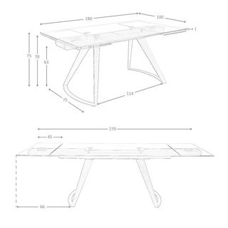 ANGEL CERDA Table à manger extensible rectangulaire en verre trempé et acier noir  