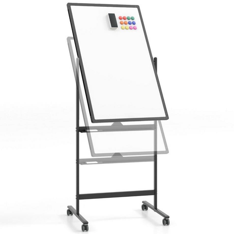 Northix  Doppelseitiges Mobiles Whiteboard mit Stiftablage & Zubehör für Schule Büro 60 x 90 cm Schwarz 
