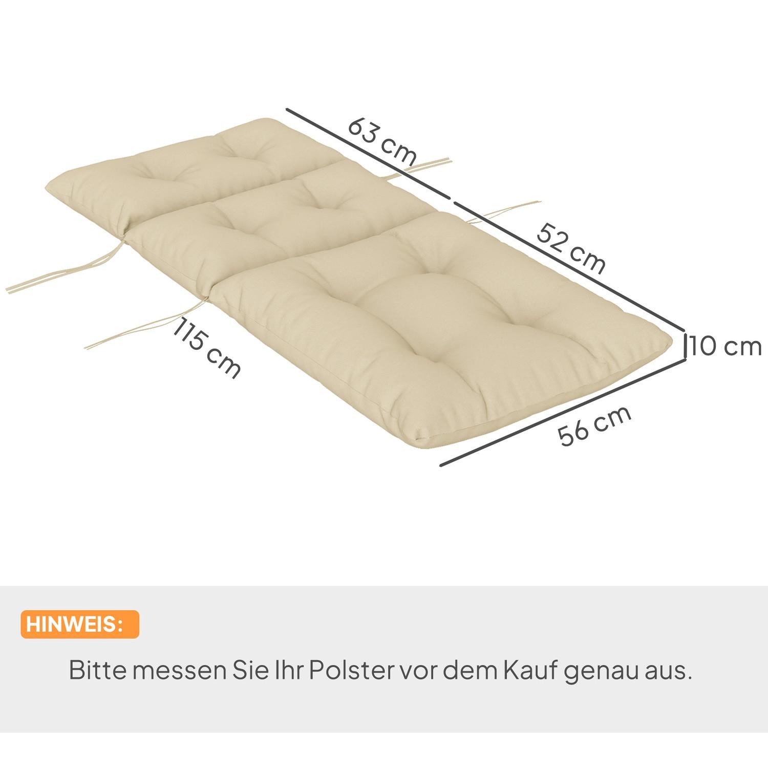 Northio Sitzkissen, 115x56 cm Stuhlkissen mit Bindebänder, Rückenlehne, 10cm dick Polsterauflage, wasserabweisend Sitzpolster für Haus, Garten, Büro, Stühle, Beige  