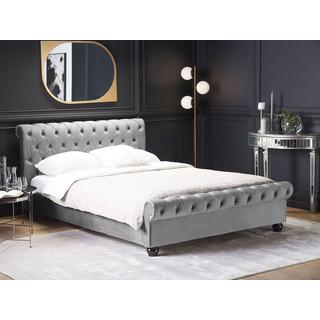 Beliani Letto con rete a doghe en Velluto Glamour AVALLON  