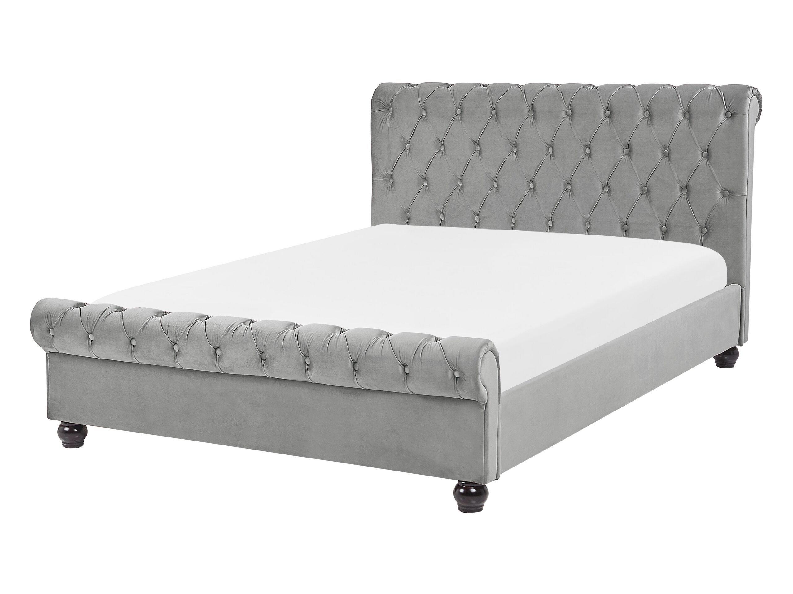 Beliani Letto con rete a doghe en Velluto Glamour AVALLON  