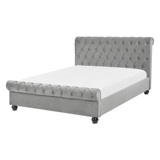 Beliani Letto con rete a doghe en Velluto Glamour AVALLON  