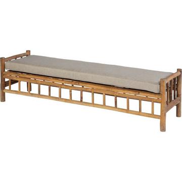 Banc de jardin en bambou avec coussins taupe 180