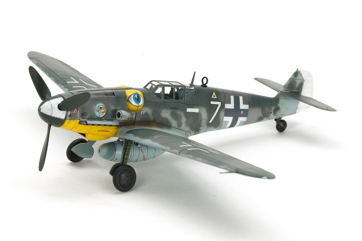 Image of Messerschmitt Bf109 G-6 Starrflügelflugzeug-Modell Montagesatz 1:72 Gelb Bunt