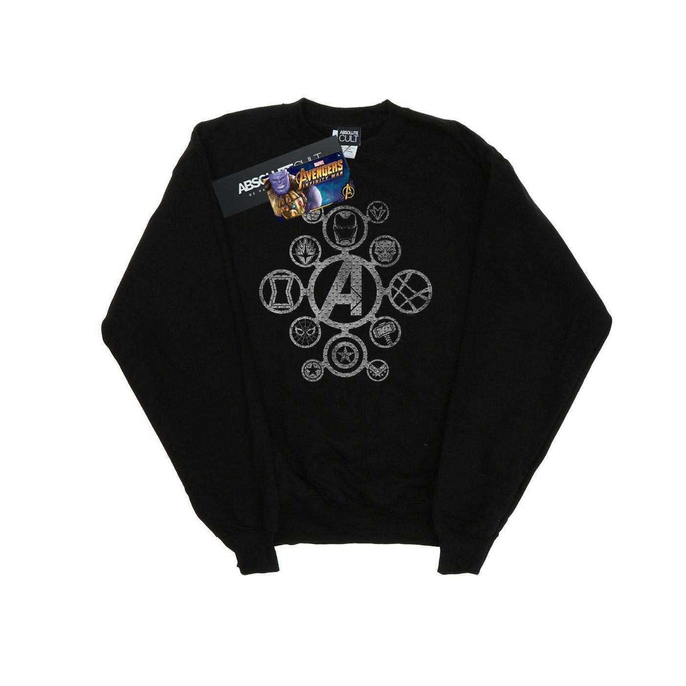 Image of Avengers Infinity War Distressed Metal Icons Sweatshirt Mädchen Schwarz 128