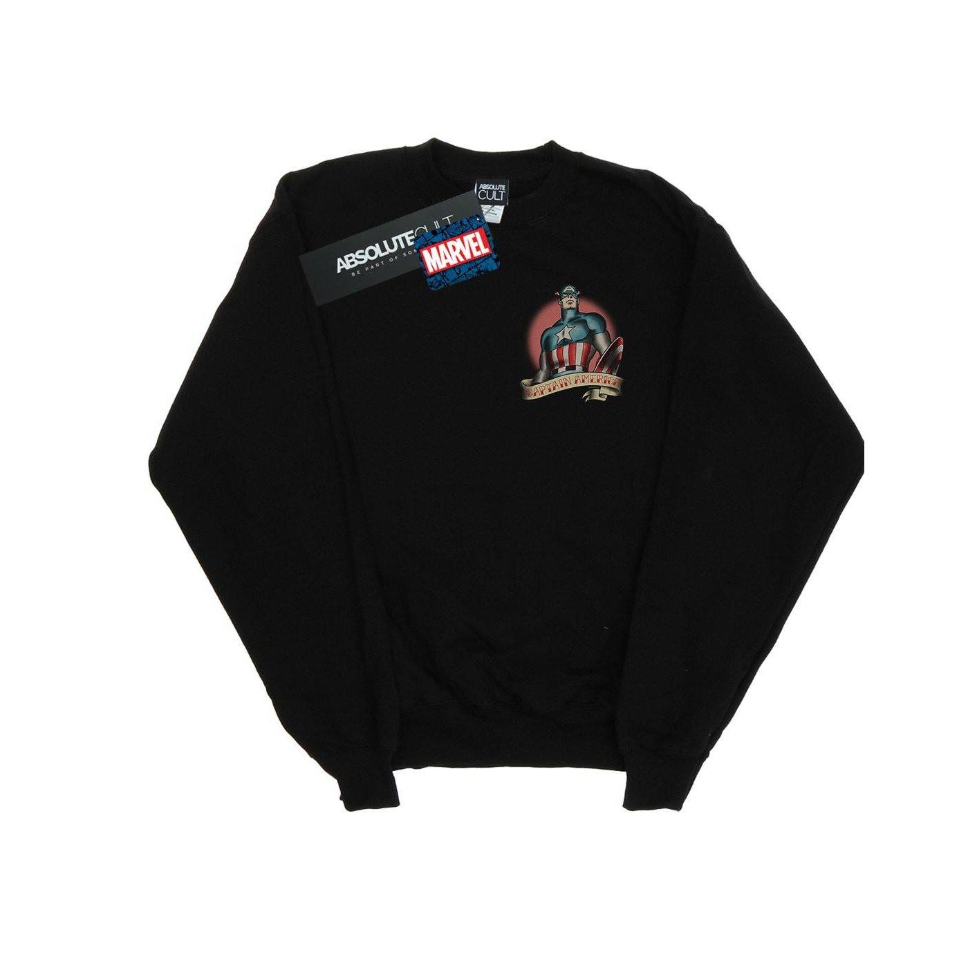 Image of Captain America Tattoo Breast Print Sweatshirt Mädchen Schwarz 152-158