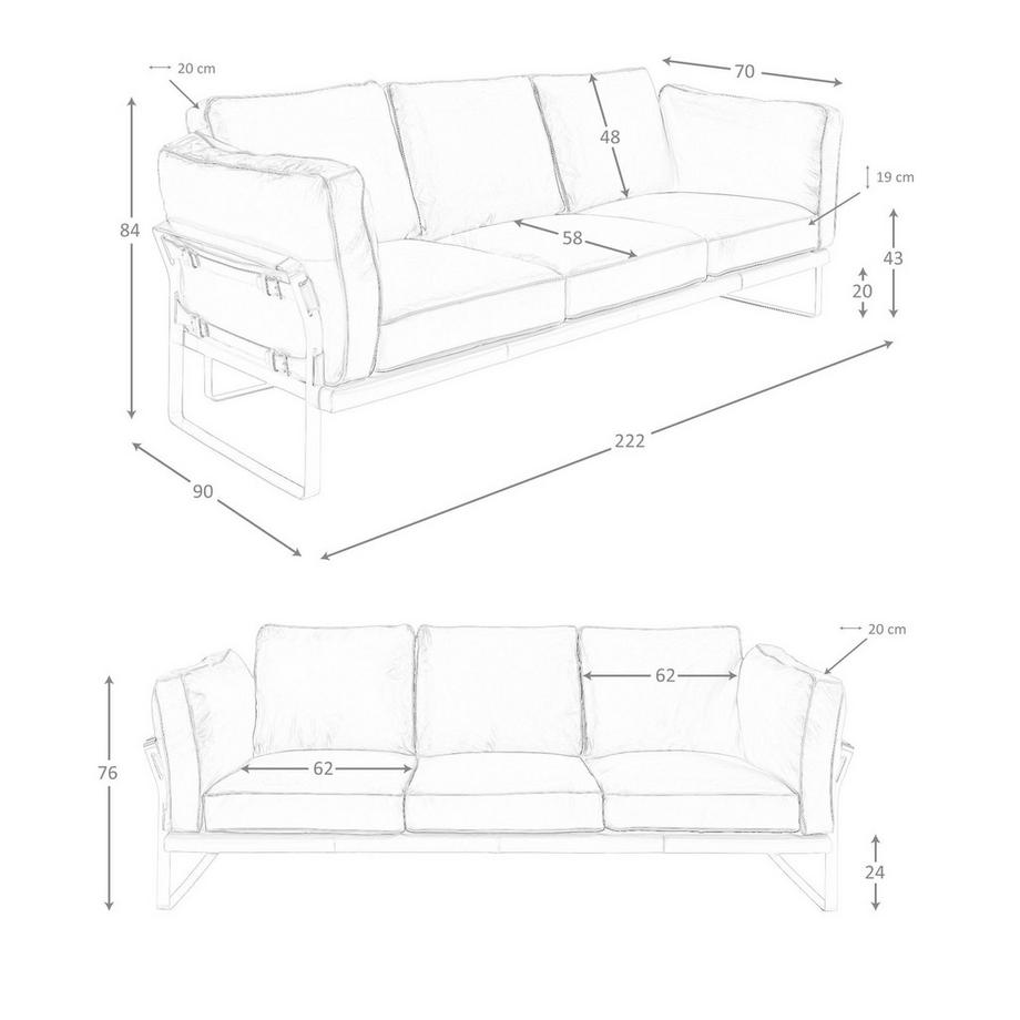 ANGEL CERDA Canapé 3 places en cuir camel  