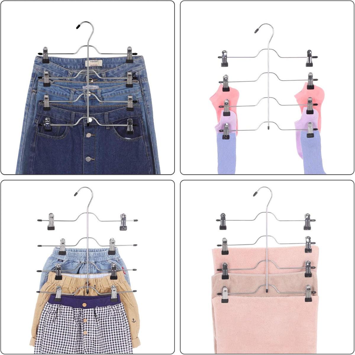 Songmics Cintre pour pantalons Cintre multi-jupes avec clips Set de 3 pièces  