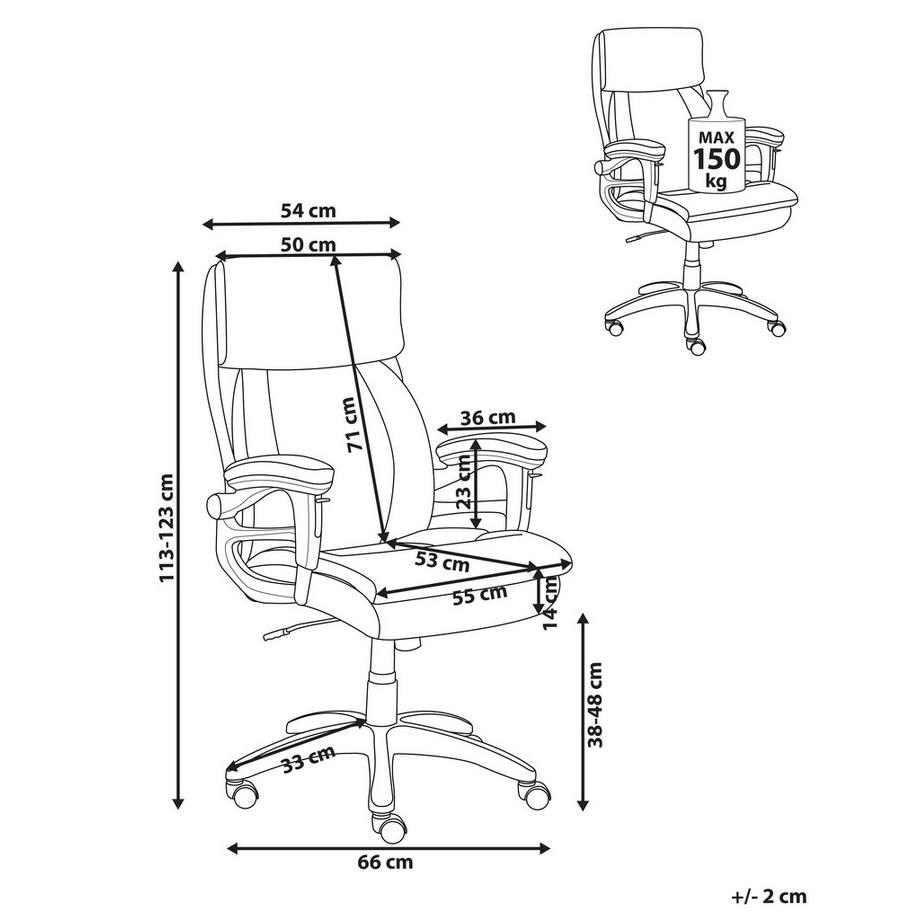 Beliani Fauteuil de bureau en Cuir PU Traditionnel GALLANT  