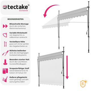 Tectake Tenda a morsetto con manovella, altezza regolabile  