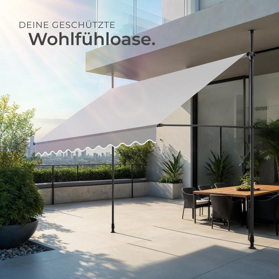 Tectake Klemmmarkise  mit Handkurbel UV-beständig  