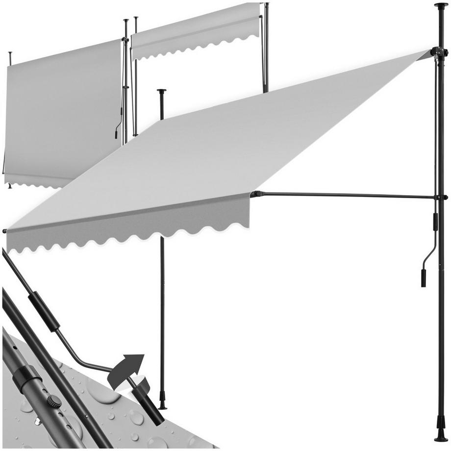 Tectake Klemmmarkise  mit Handkurbel UV-beständig  