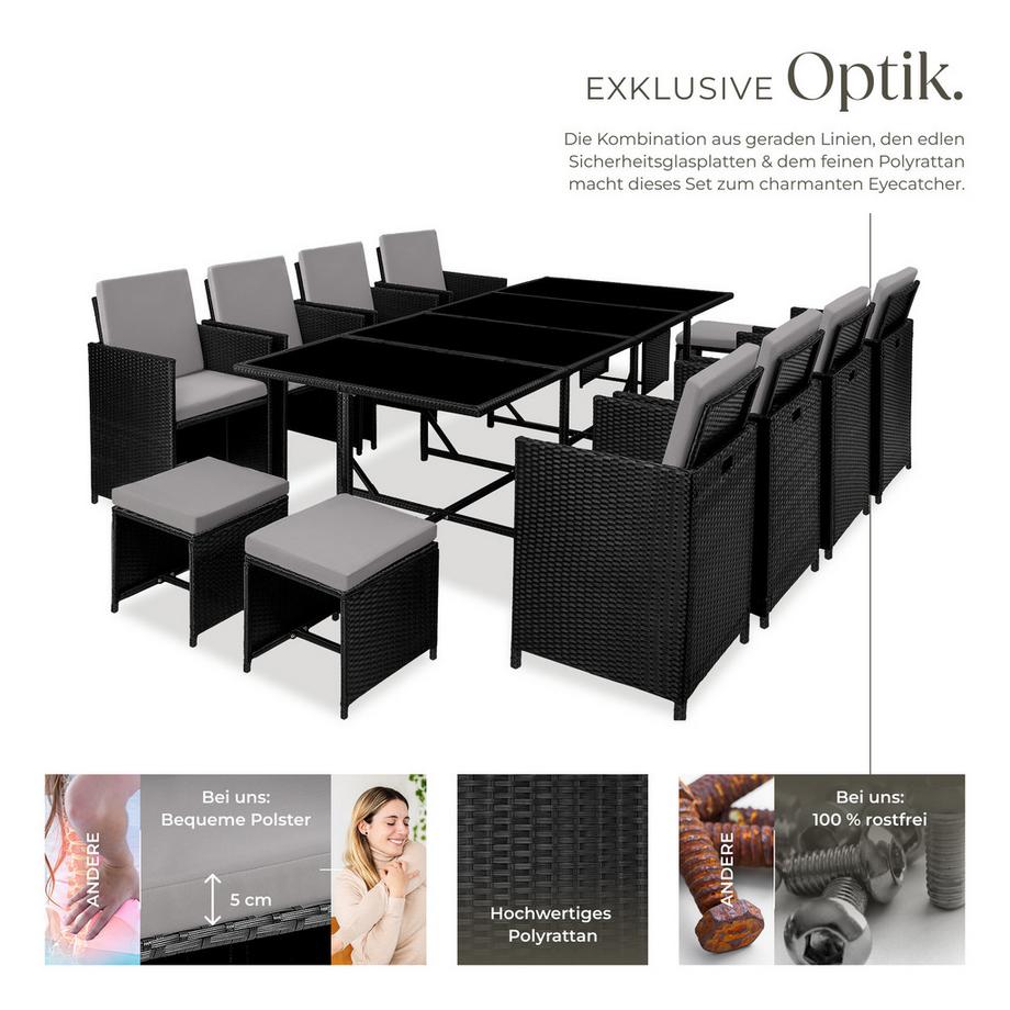 Tectake Rattan Sitzgruppe Palma für 8 bis 12 Personen widerstandsfähig  