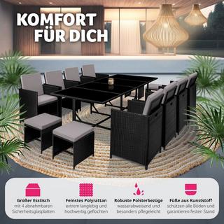 Tectake Rattan Sitzgruppe Palma 8+4+1 mit Schutzhülle  