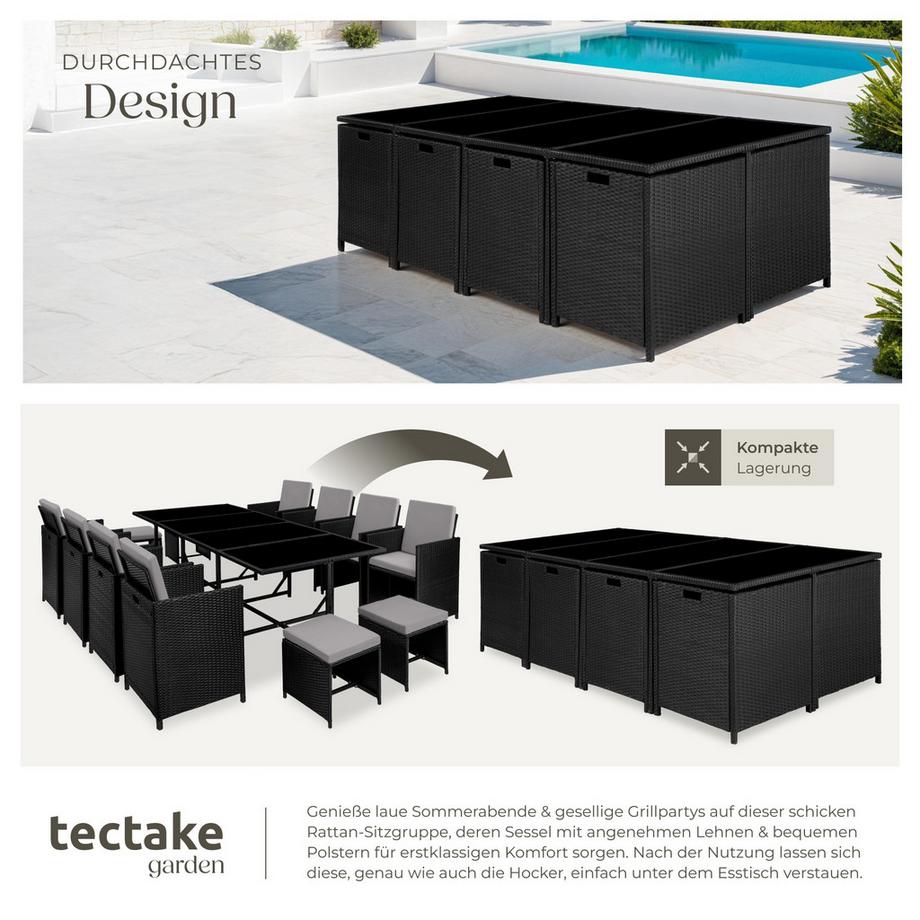 Tectake Rattan Sitzgruppe Palma für 8 bis 12 Personen widerstandsfähig  