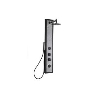 SHOWER DESIGN Duschsäule mit Hydromassage - Schwarz mit Steindekor - 127 x 48,5 cm - LETIYA  