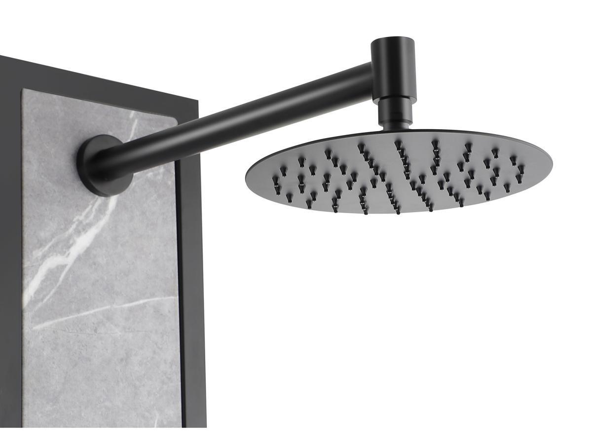 SHOWER DESIGN Colonne de douche hydromassante noire avec décor pierre - H127 x L48,5 cm - LETIYA  