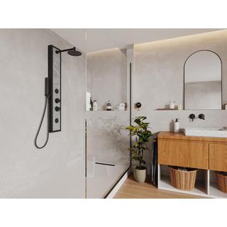 SHOWER DESIGN Colonne de douche hydromassante noire avec décor pierre - H127 x L48,5 cm - LETIYA  