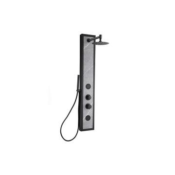 Colonna da doccia idromassaggio con decori in pietra H127 x L48,5 cm Nero - LETIYA