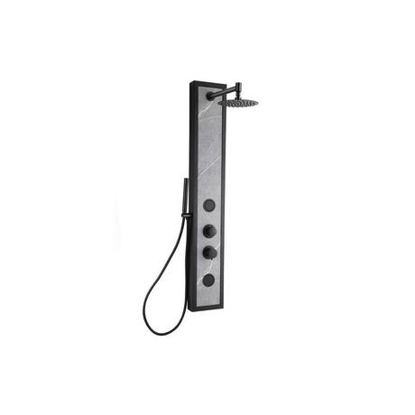 SHOWER DESIGN Colonne de douche hydromassante noire avec décor pierre - H127 x L48,5 cm - LETIYA  