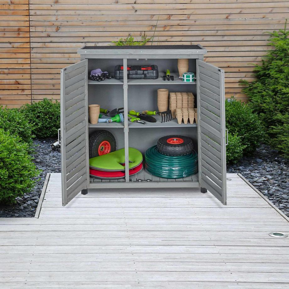 Northio Grauer Gartenschrank mit 3 Fächern  