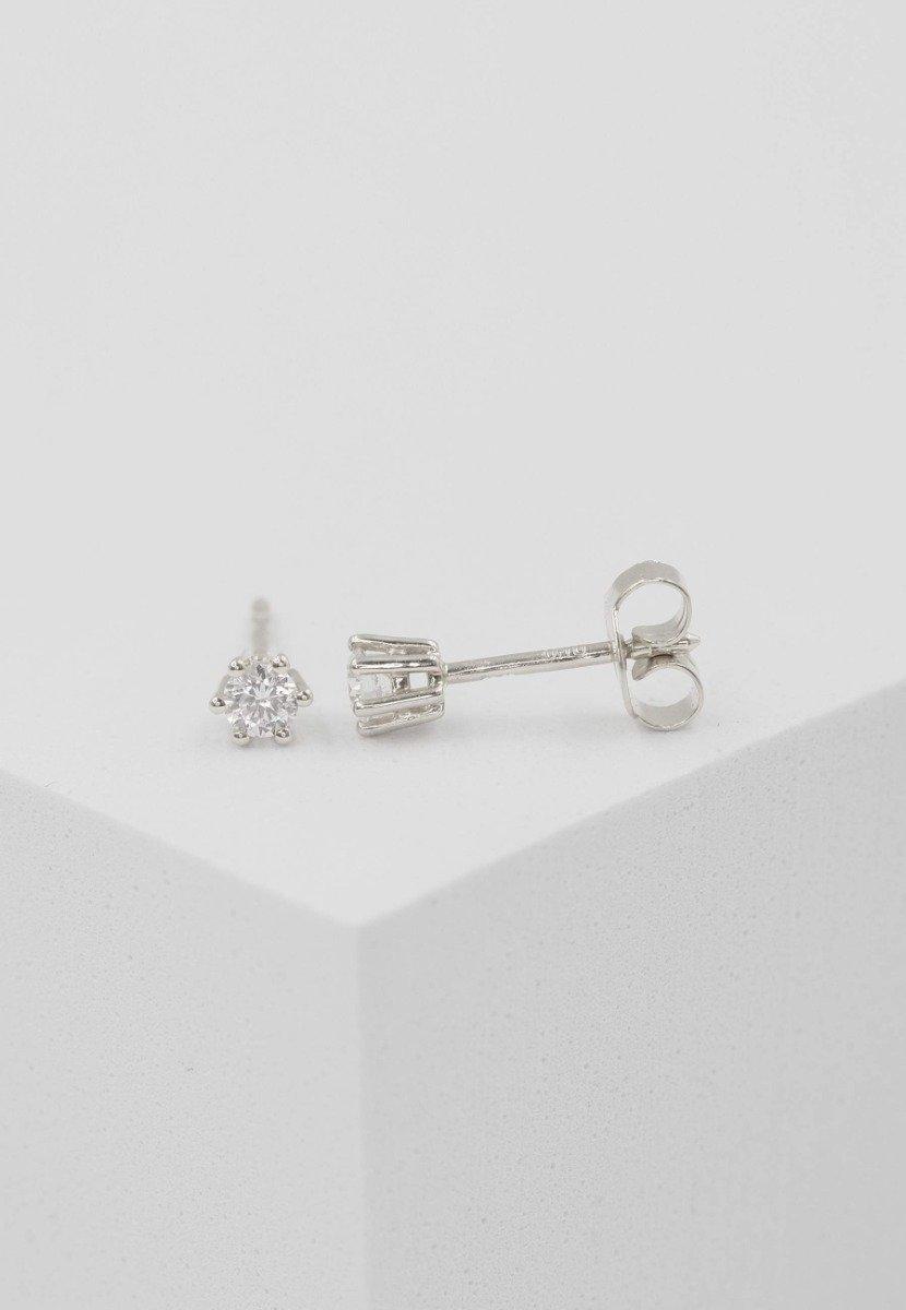 MUAU Schmuck  Clous d'oreilles solitaires 6 poignées en or blanc 750 diamants 0,20ct. 5mm 