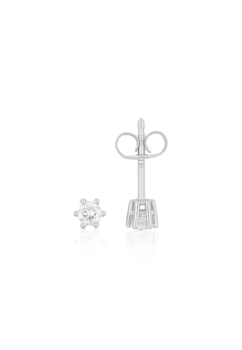 MUAU Schmuck  Clous d'oreilles solitaires 6 poignées en or blanc 750 diamants 0,20ct. 5mm 