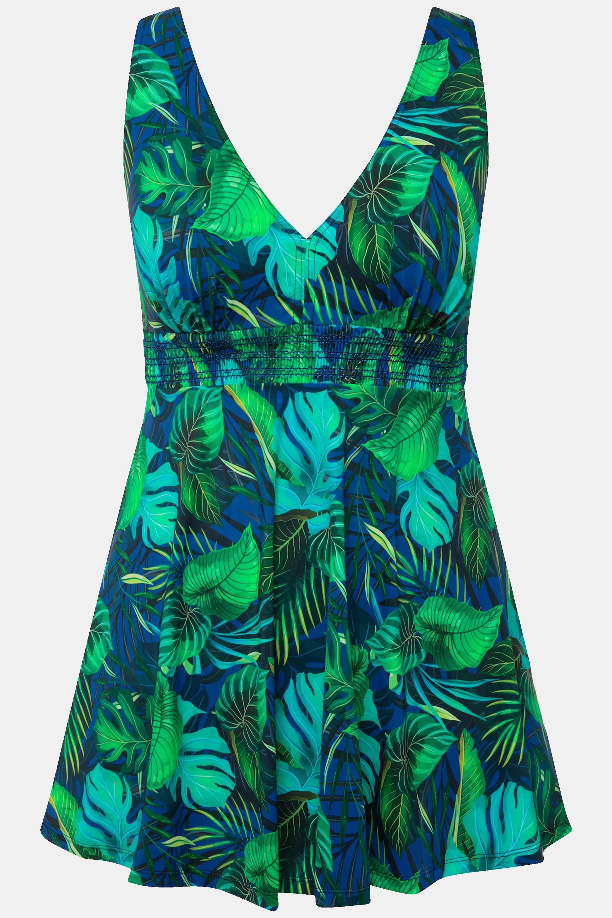 Ulla Popken Abito da bagno Stampa Jungle Coppe Morbide Spalline Regolabili  