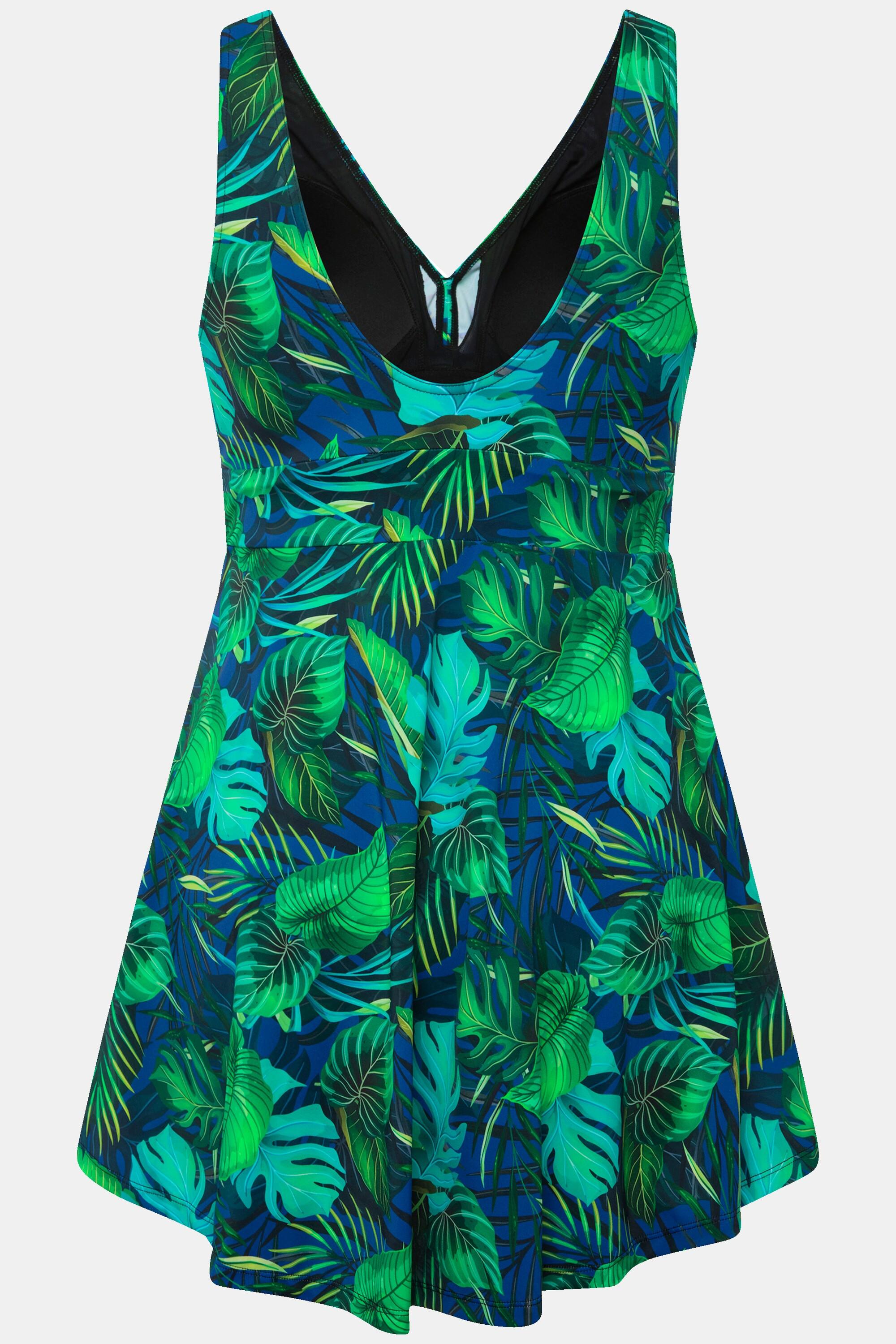 Ulla Popken Abito da bagno Stampa Jungle Coppe Morbide Spalline Regolabili  