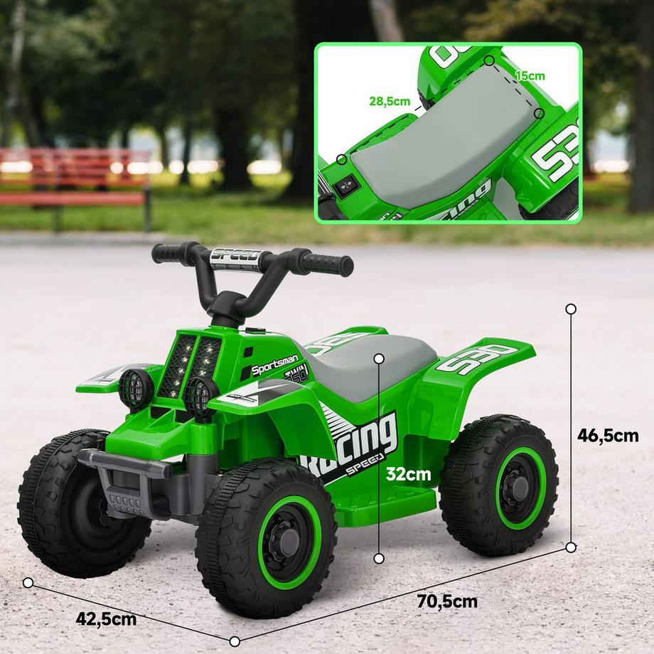 Northio  Kinder Elektro-Quad Elektro Kinderquad mit Vorwärts-und Rückwärtsfunktion, LED und Hupe Elektroauto für 1,5-3 Jahre Kinder 3 km/h Metall Grün 