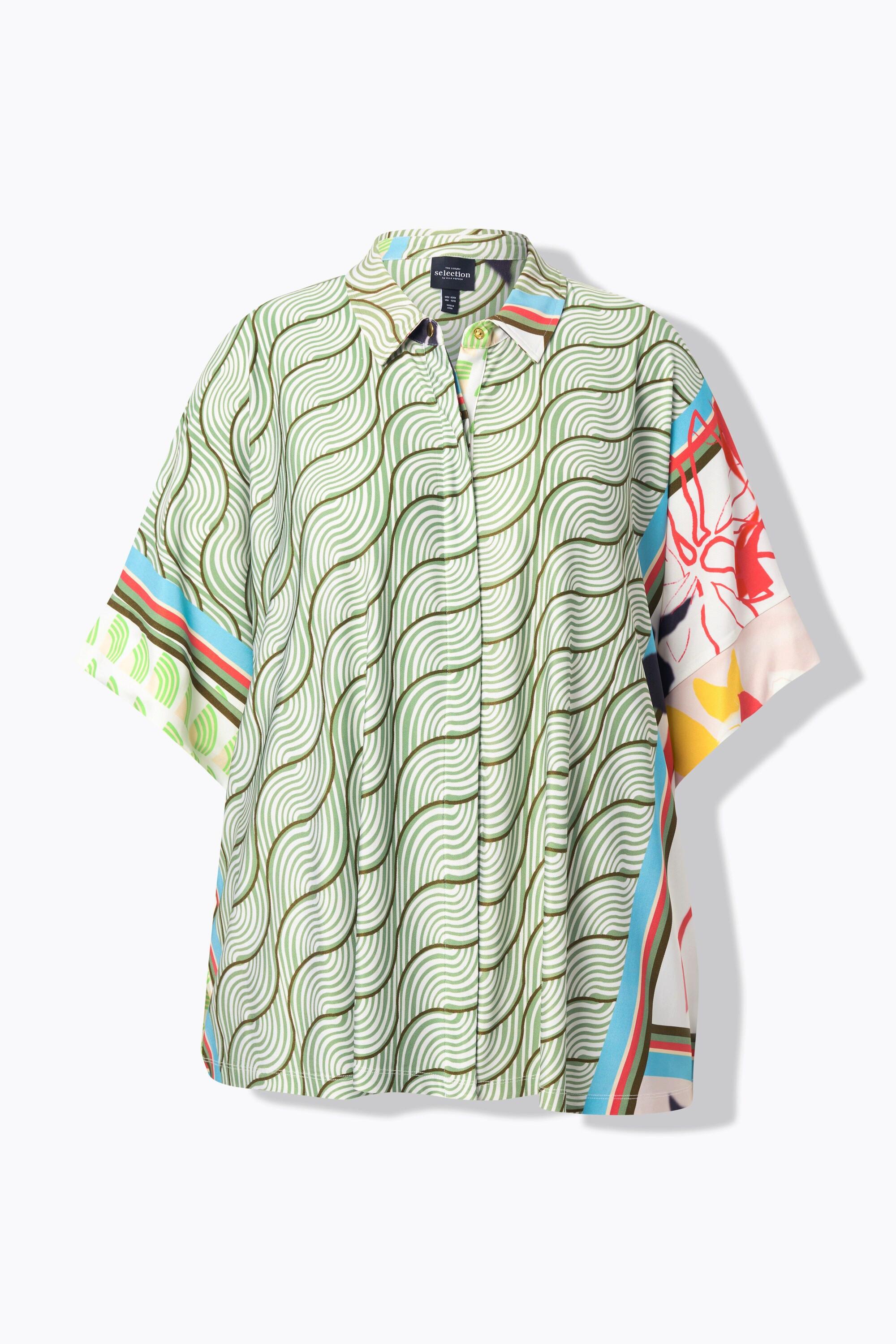 Ulla Popken Chemisier Slinky Motif Patch Col Classique Manches Courtes  