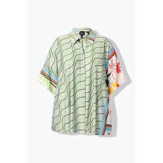 Ulla Popken Chemisier Slinky Motif Patch Col Classique Manches Courtes  