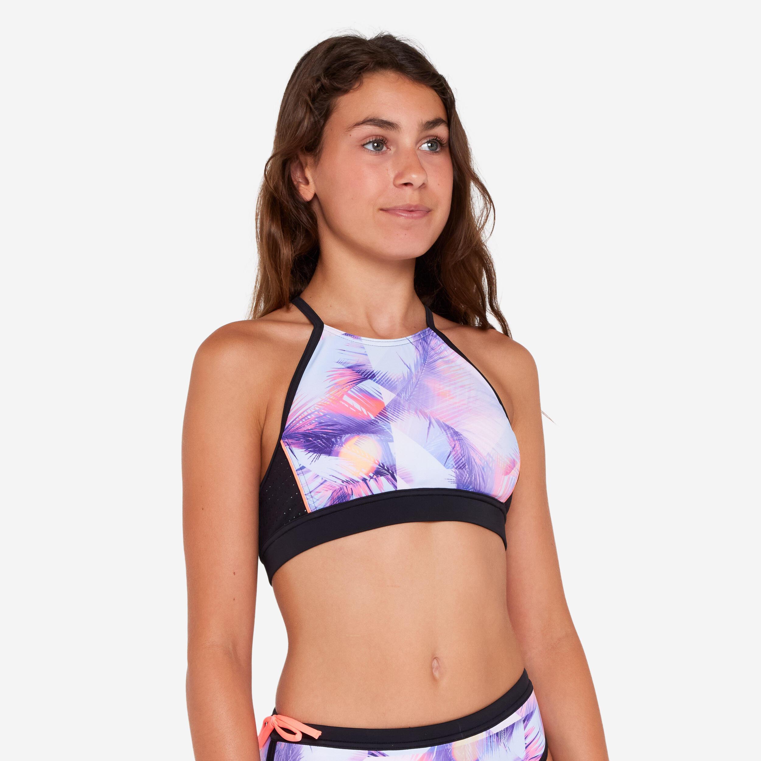 DECATHLON Top Bikini Bustier Surf Baha 900 Shibo Ragazza Nero  