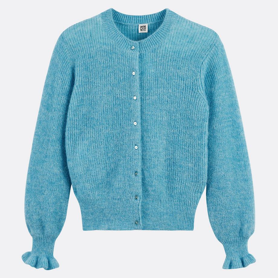 La Redoute Collections Geknöpfte Strickjacke mit Rüschenärmeln  