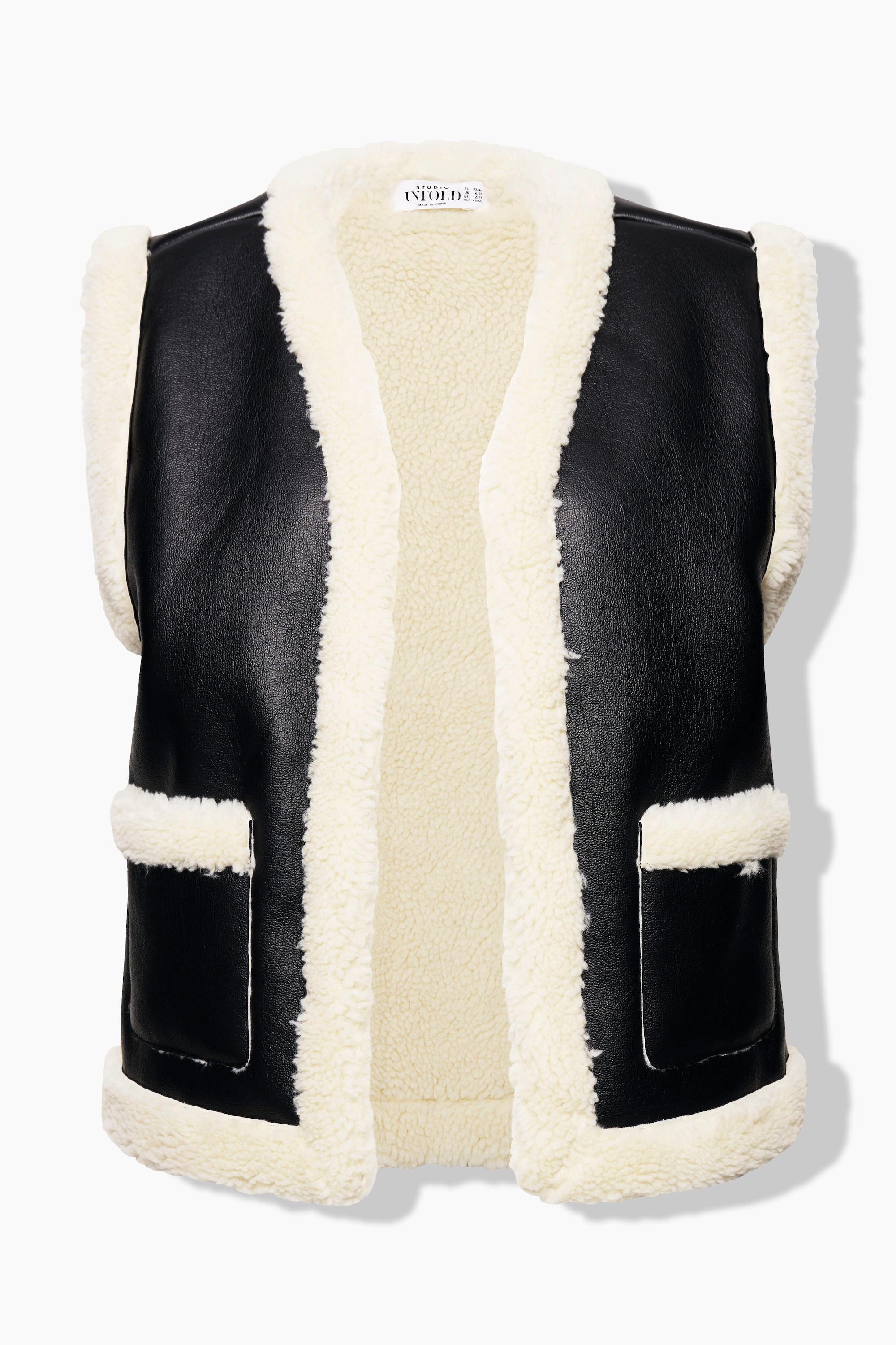 Studio Untold Gilet Court Ligne A Imitation Fourrure Simili Cuir  