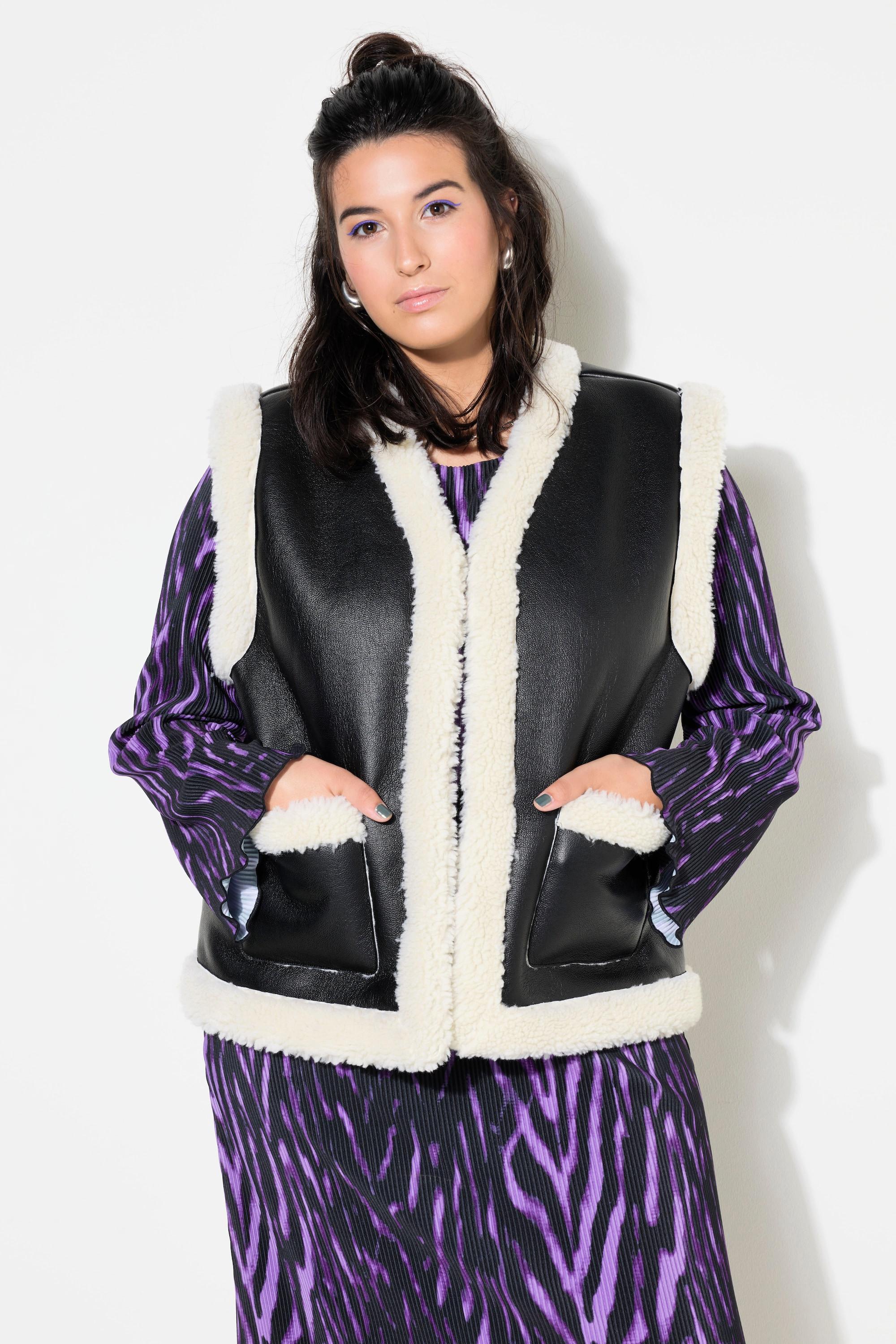 Studio Untold Gilet Court Ligne A Imitation Fourrure Simili Cuir  
